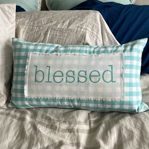 “Blessed” gingham pillow